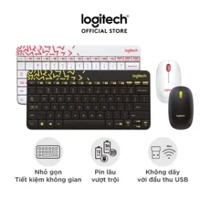 Combo chuột phím không dây Logitech MK240 - nhỏ gọn, 1 đầu thu USB, pin lâu
