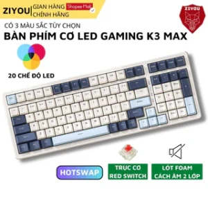 Bàn Phím Cơ Gaming Red Switch Ziyou K3 MAX Led Đổi Màu Nhiều Chế Độ, Dành Cho Máy Tính Laptop PC