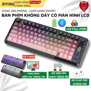 Bàn Phím Blueooth Không Dây Ziyou M75 LED Keycap PBT Cao Cấp, Màn Hình Thông Minh, Kết Nối Đa Năng