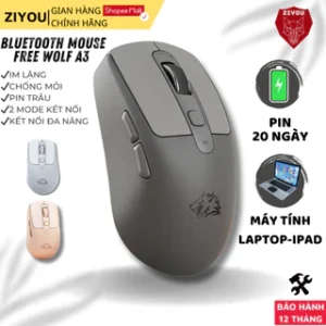 Chuột Bluetooth Không Dây Ziyou Free Wolf A3 Chip PAW3212 Siêu Mượt Dùng Văn Phòng, Chơi Game