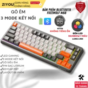 Bàn Phím Không Dây Ziyou FreeWolf M68 Bluetooth 5.3 Kết Nối Đa Năng Led Pro Pin Sạc