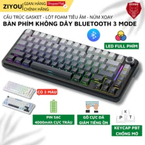 Bàn Phím Cơ Bluetooth Không Dây Ziyou FreeWolf F75 Ultra Led RGB Mạch Xuôi Keycap PBT Núm Xoay