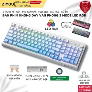 Bàn Phím Bluetooth Không Dây Ziyou FreeWolf K100 Full Size, LED RGB, Pin 4000mAh, Keycap PBT, Gõ Êm